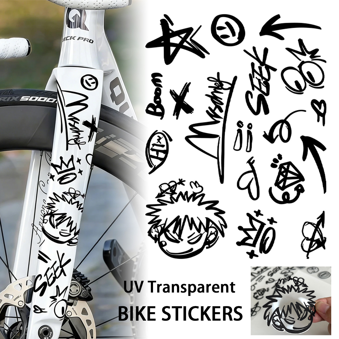 Aero Cycling Helmet - UV Transparent Graffiti DIY Bike Stickers