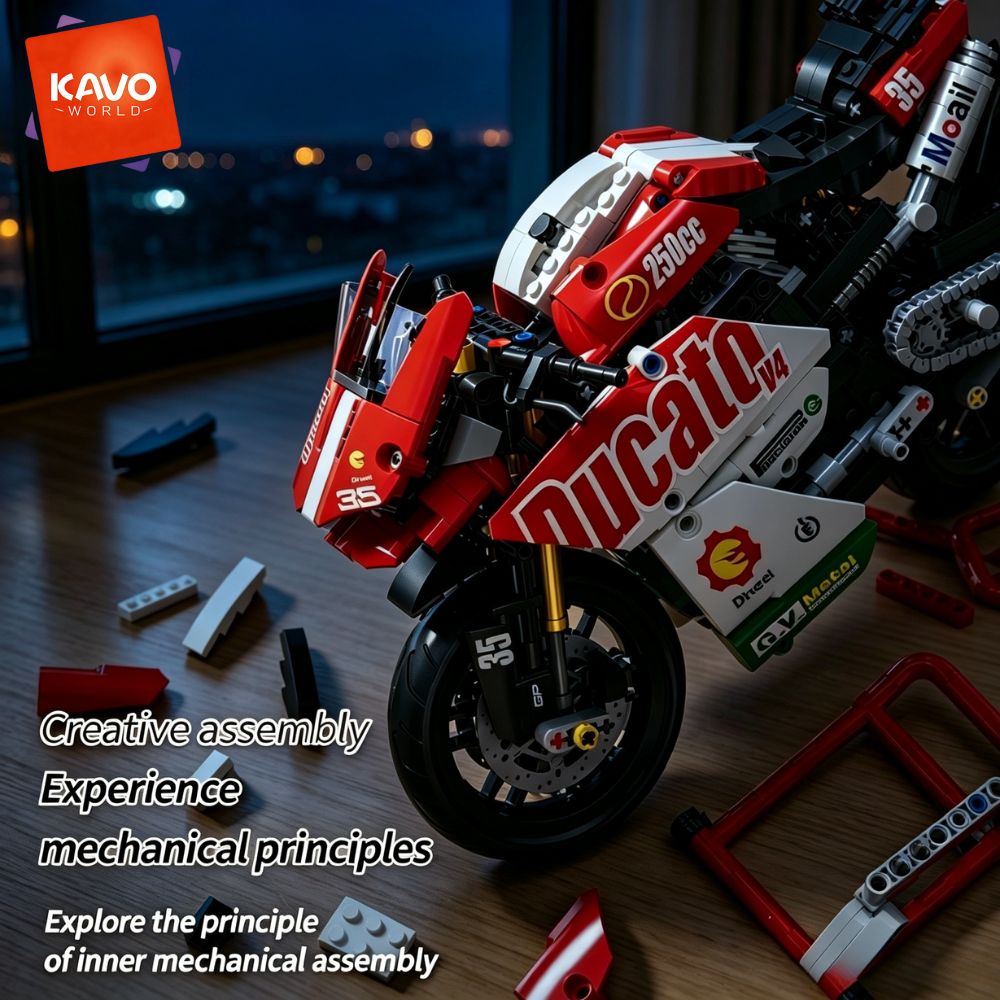 Cycling Gear Stand - KAVOWORLD 883PCS 1:10 Racing Motorcycle Building